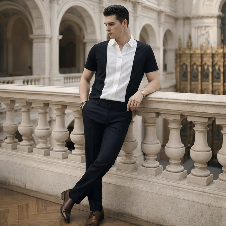 Camicia uomo casual con maniche arrotolate, bottoni, per un comfort e stile quotidiano in primavera estate.
