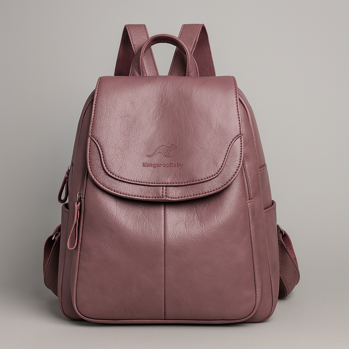 Zaino antifurto da donna in pelle, elegante e versatile per uso quotidiano o viaggio.