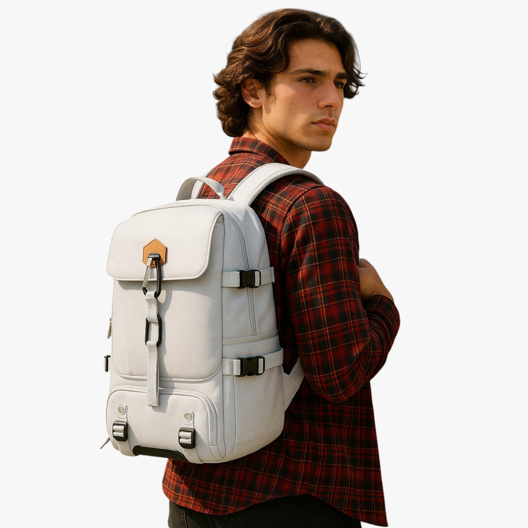 Zaino da viaggio uomo, in tessuto resistente e multicolore, con spallacci regolabili. Ottimo per avventura.