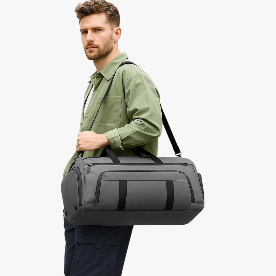 Borsone sportivo unisex in tessuto, durevole, con tracolla, perfetto per viaggi e attività in palestra.