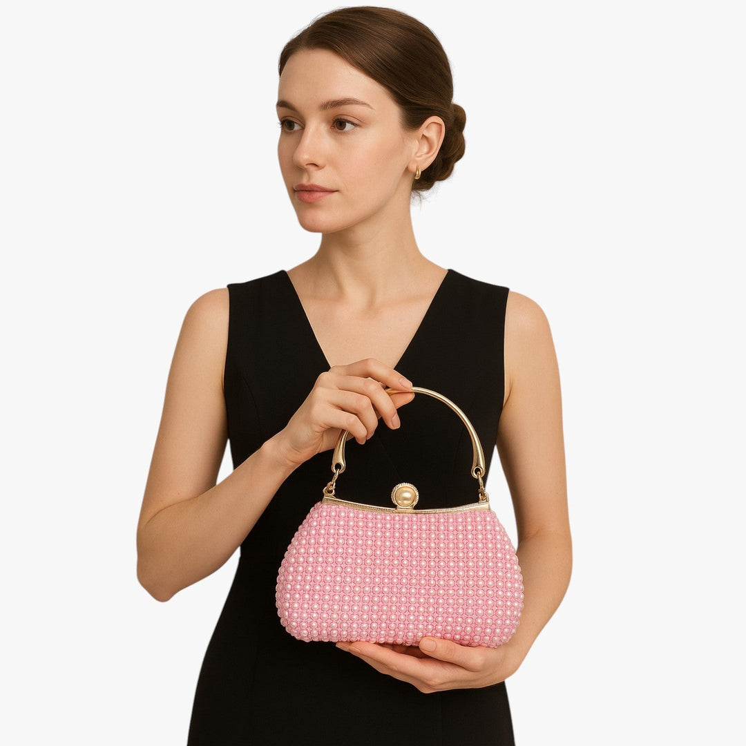 Elegante borsa da sera donna, clutch con perline multicolore, ideale per matrimoni, feste e galà.