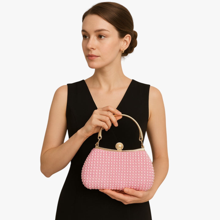 Elegante borsa da sera donna, clutch con perline multicolore, ideale per matrimoni, feste e galà.