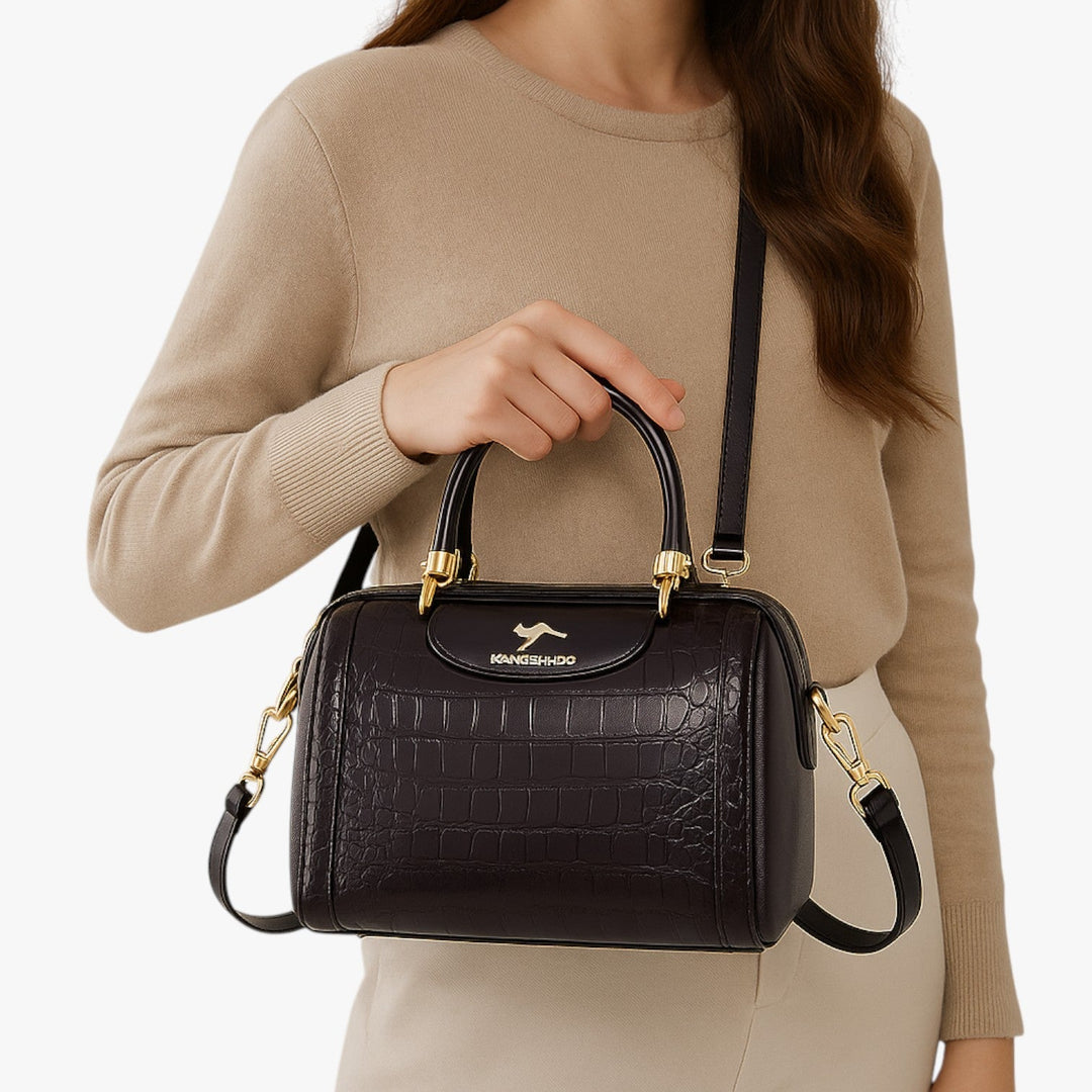 Elegante borsa a mano donna con finitura effetto coccodrillo multicolore, un accessorio di tendenza.
