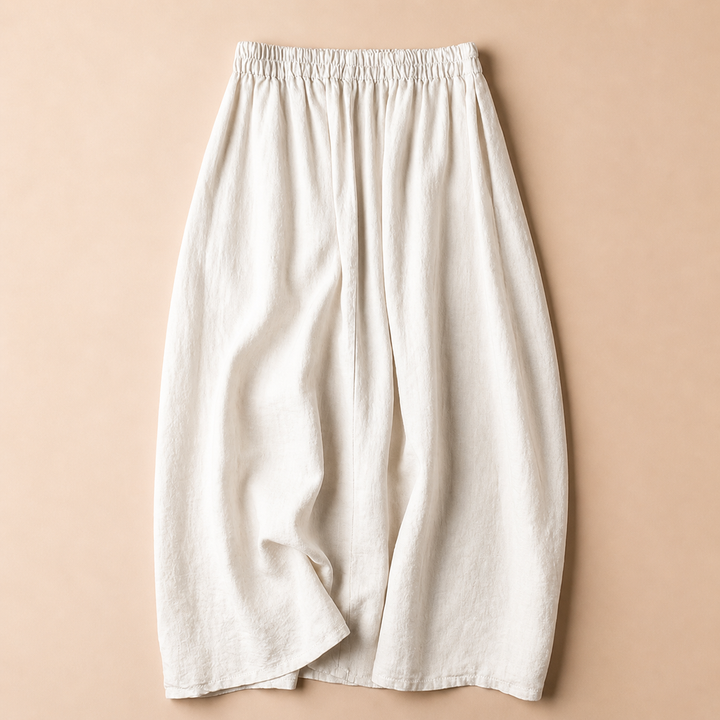 Gonna midi donna con vita elastica e ricami per uno stile elegante-casual. Abbigliamento estivo e versatile.