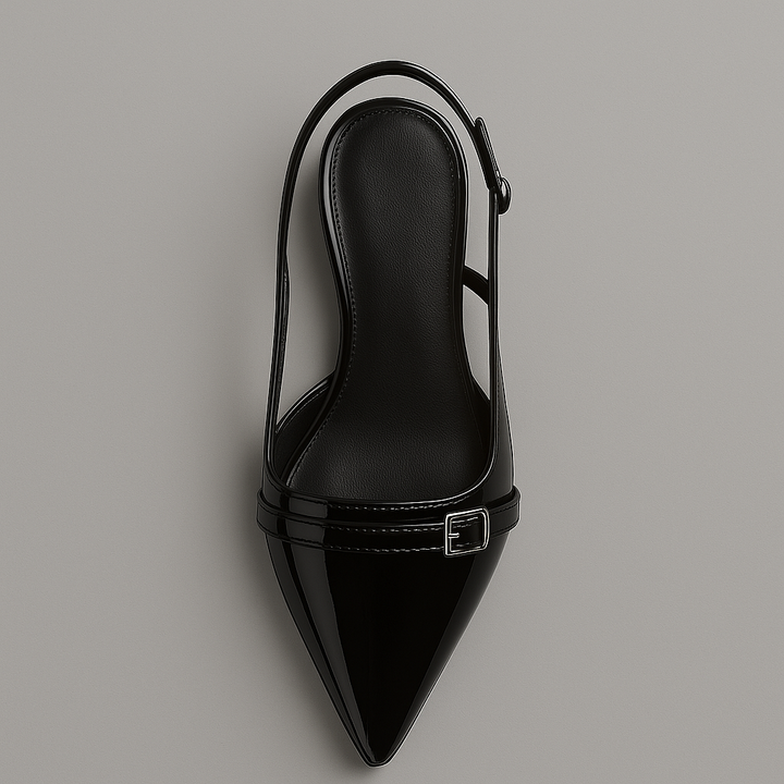 Calzature décolleté slingback donna eleganti con comodo tacco medio, perfette per ogni occasione, design raffinato.