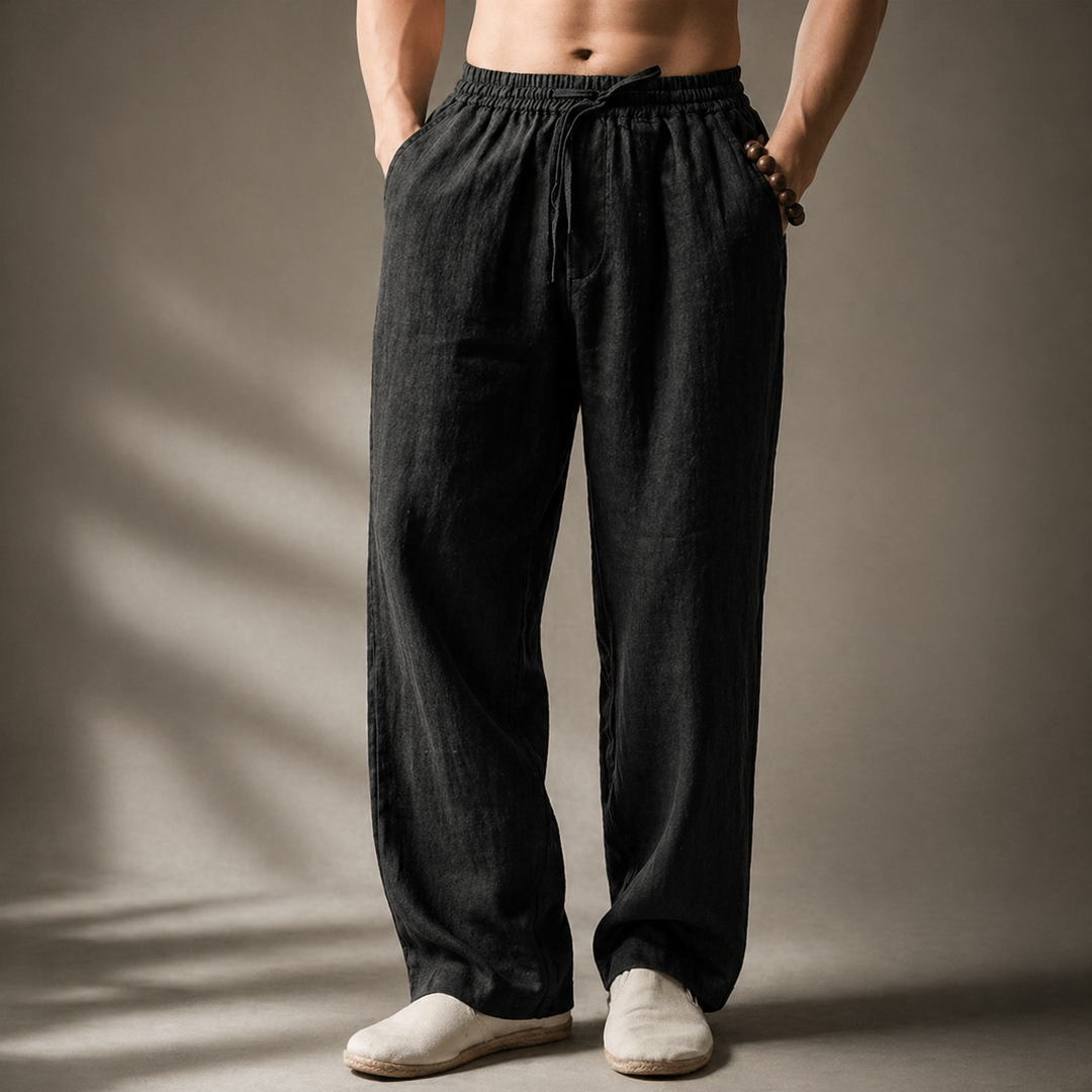 Eleganti pantaloni casual uomo con coulisse e gamba dritta, perfetti per la primavera e l'estate.