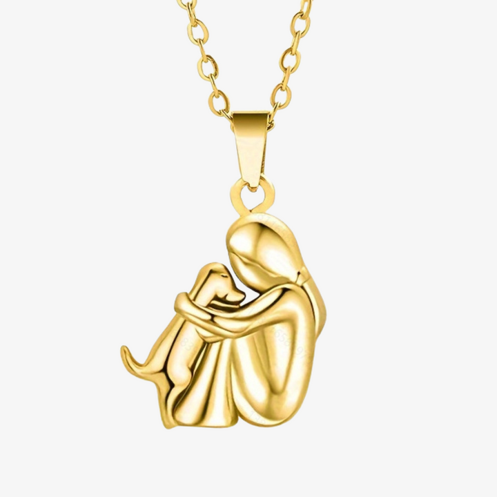 Bellissima collana da donna in acciaio inossidabile con ciondolo stilizzato a cane, accessorio pet lover.