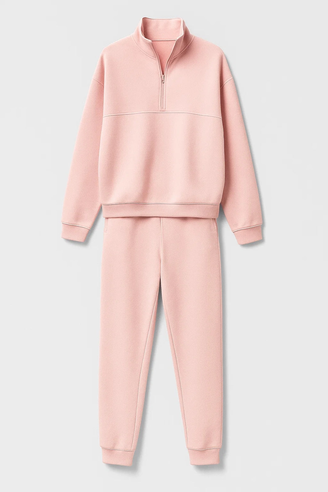 Completo sportivo donna rosa in cotone. Felpa e jogger morbidi per massimo comfort e stile loungewear.