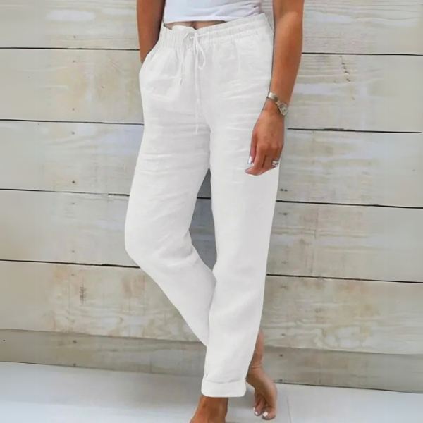 Pantaloni ampi da donna con vita elastica, leggeri e comodi. Ideali per il relax estivo e un comfort senza pari.