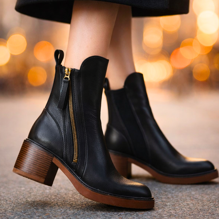 Stivaletti donna in pelle di alta qualità con tacco, garanzia di comfort e durata.