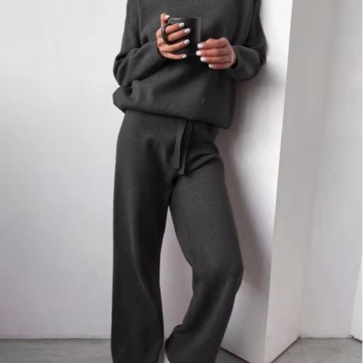 Morbido set maglione e pantaloni donna, casual e caldo, perfetto per relax invernale e loungewear.