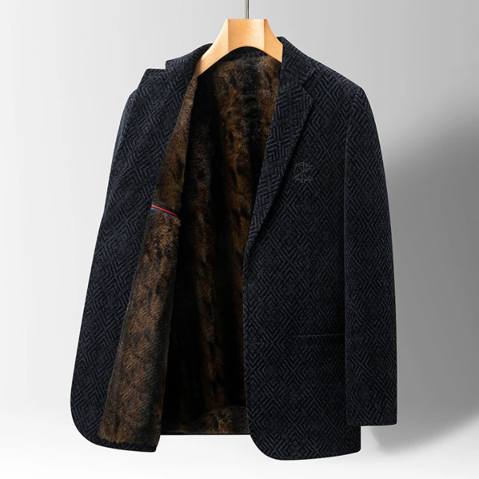 Cappotto uomo autunnale caldo con fodera interna, collo alto protettivo e design confortevole per il freddo.