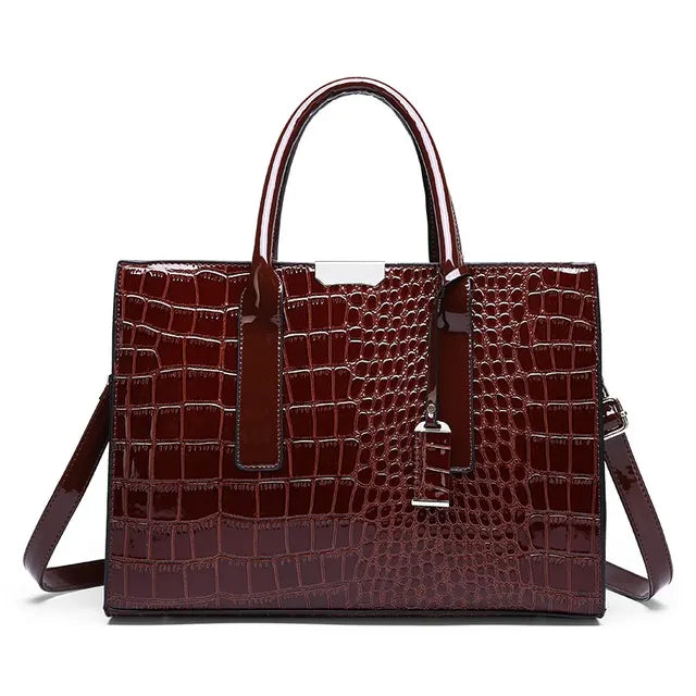 Manici borsa a mano donna in similpelle effetto coccodrillo. Accessorio moda elegante e pratico per un tocco di classe al tuo stile.