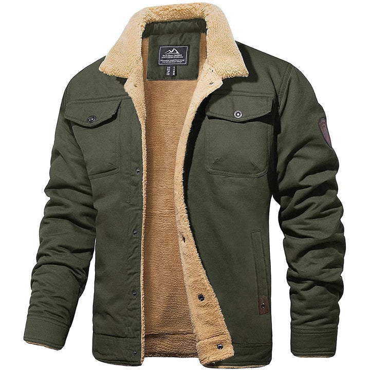 Giacca calda uomo per l'inverno, in stile cargo, fodera in sherpa, perfetta per il tempo libero all'aperto.