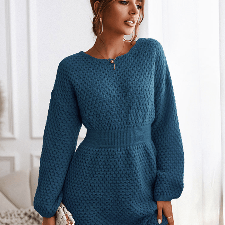 Mini abito in maglia donna, stile moderno e confortevole, ottimo per la moda autunno inverno, vestibilità aderente.