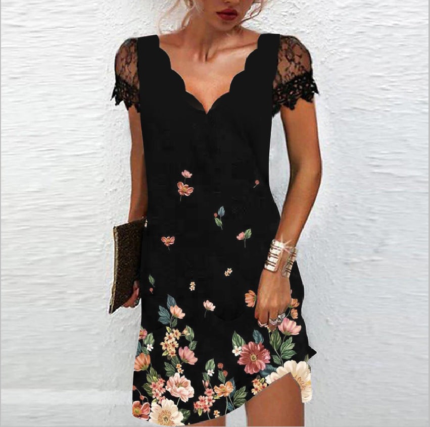Abito da donna elegante e senza maniche, con raffinato scollo smerlato, versatile per cocktail o abito da sera.