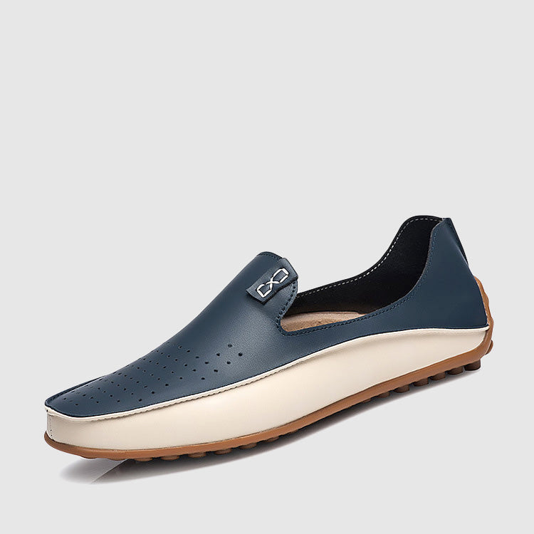 Scarpe mocassino uomo slip-on con dettagli, suola ammortizzante e antiscivolo, ideali per la guida comoda.