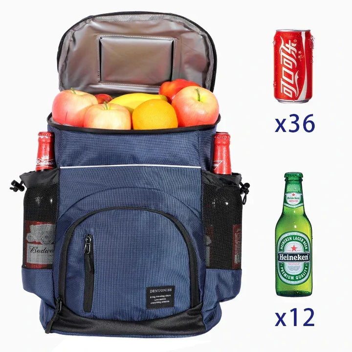 Borsa frigo a zaino capiente, perfetta per viaggi, pranzi estivi e accessori da escursione.