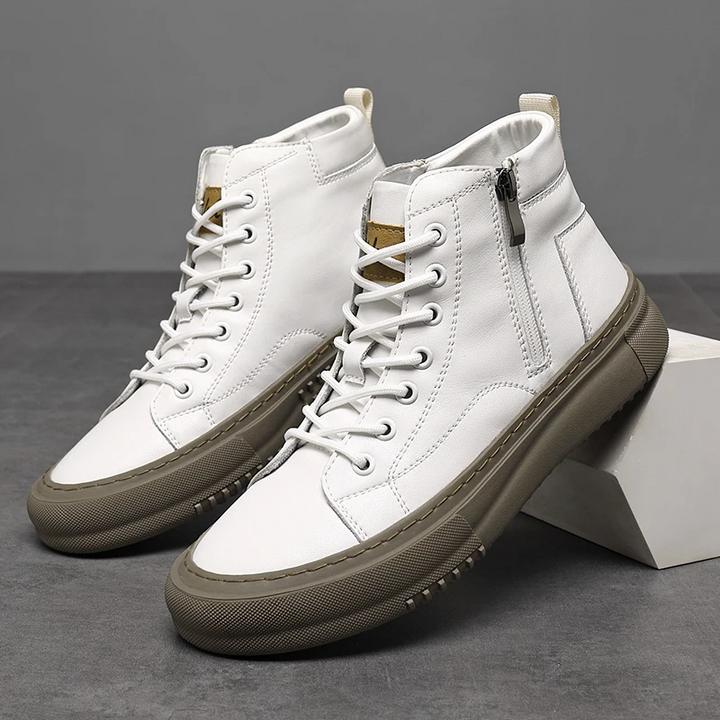 Sneakers uomo alte casual con lacci e zip, memory foam per un comfort duraturo in inverno.