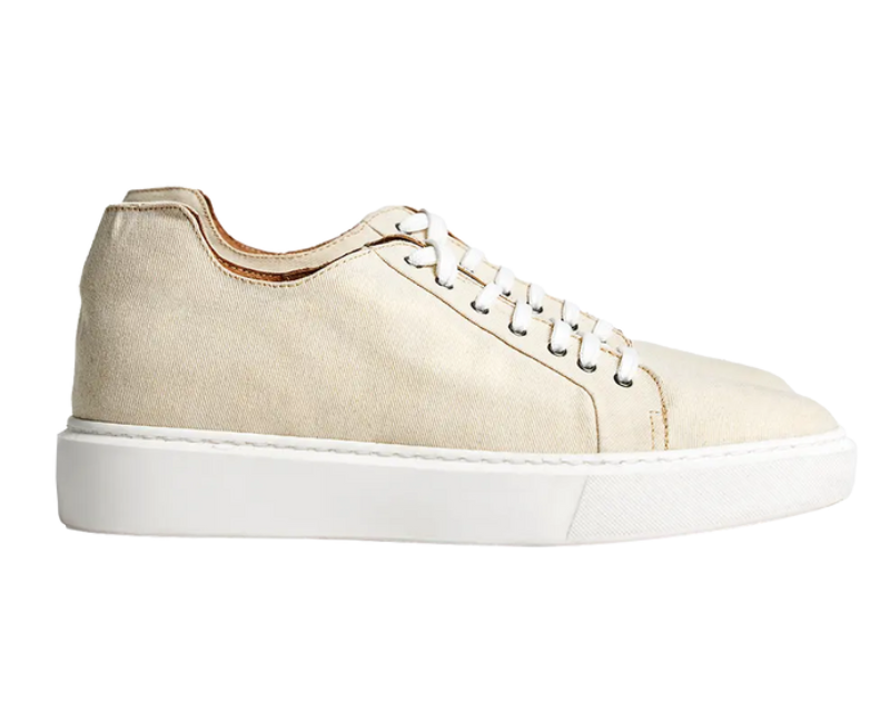 Sneakers rialzate beige Amalfi da uomo, design elegante e comfort. Aumenta l'altezza di 6 cm.