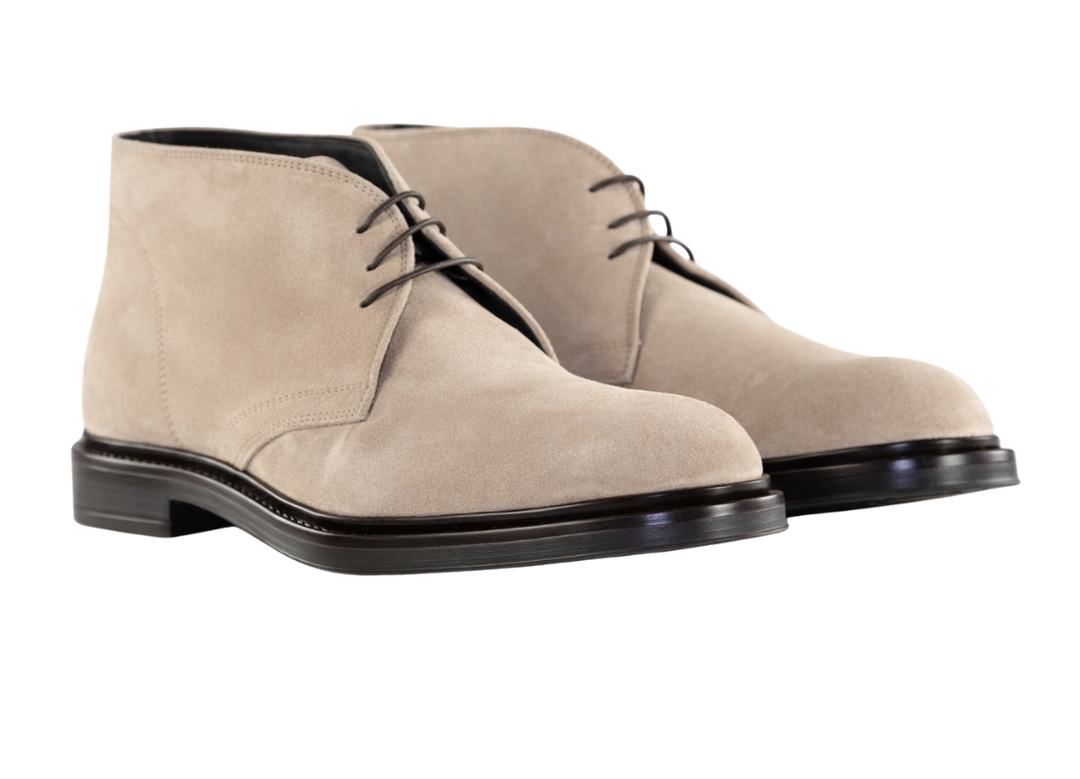 Polacchine rialzate beige da uomo, +7cm di altezza, perfette per un look elegante e casual.