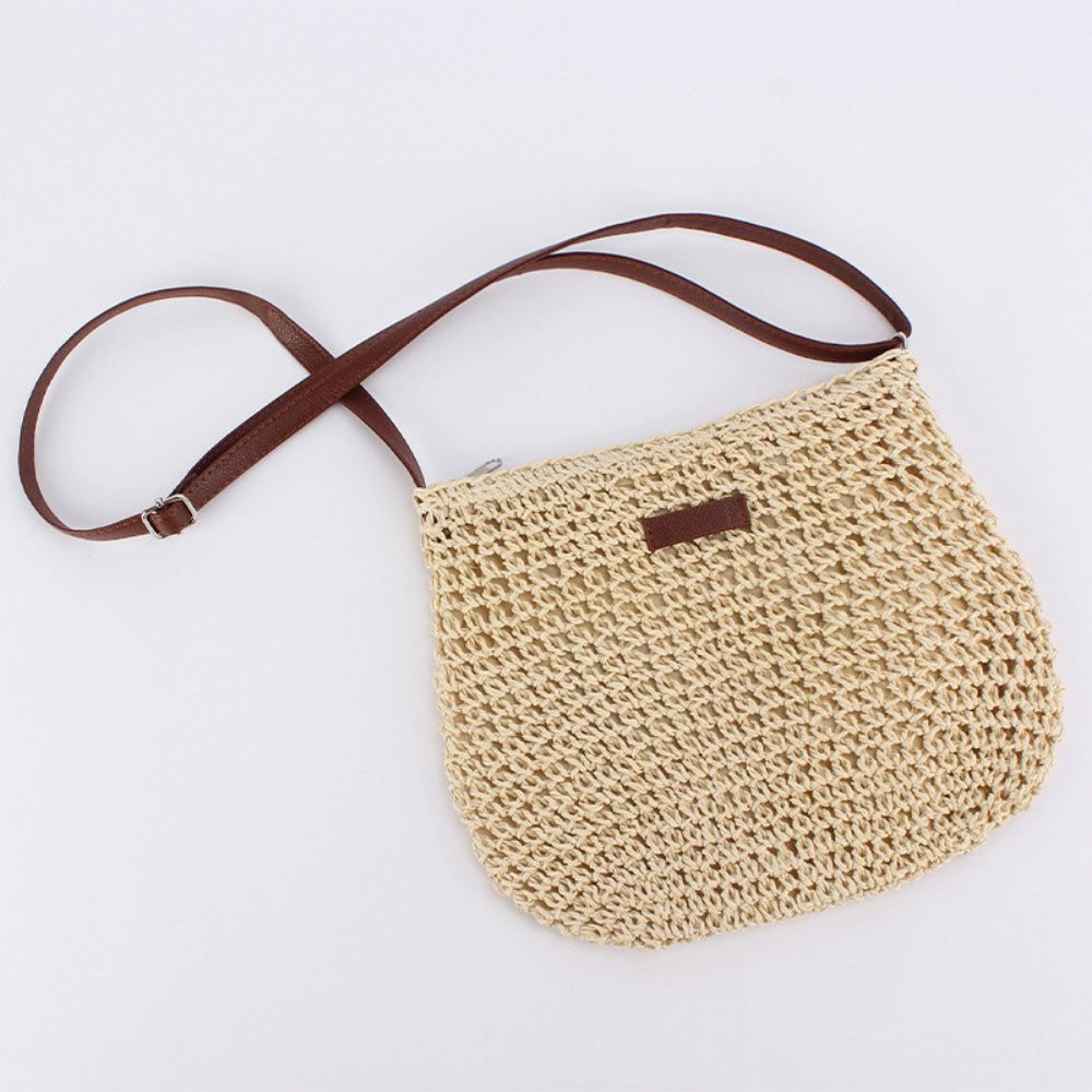 Elegante borsa a spalla intrecciata marrone. Perfetta per donna, stile quotidiano e viaggio.