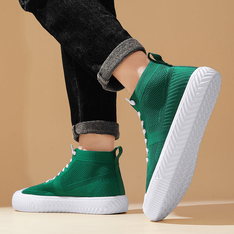 Sneakers uomo alta traspirabilità, high-top. Design senza lacci, soletta ortopedica per comfort superiore tutto il giorno.