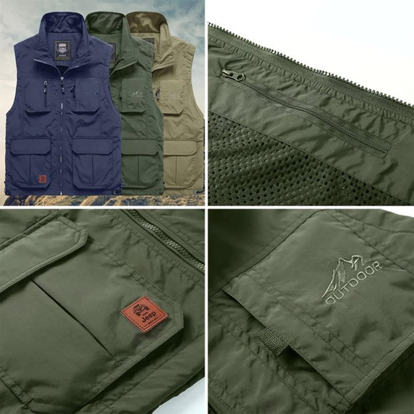 Gilet uomo casual e sportivo in pile, leggero, senza maniche, con tasche laterali per trekking ed escursioni.