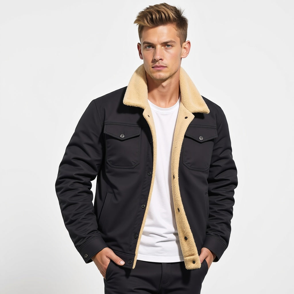 Giacca calda da uomo stile cargo con tasche multiple, essenziale per l'abbigliamento maschile invernale.