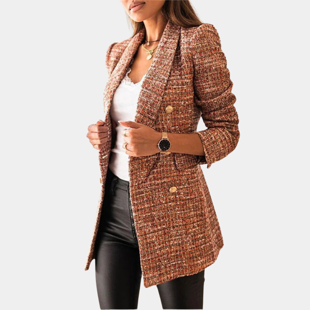 Blazer donna sartoriale elegante, perfetto per l'ufficio e occasioni speciali. Capo spalla femminile versatile.
