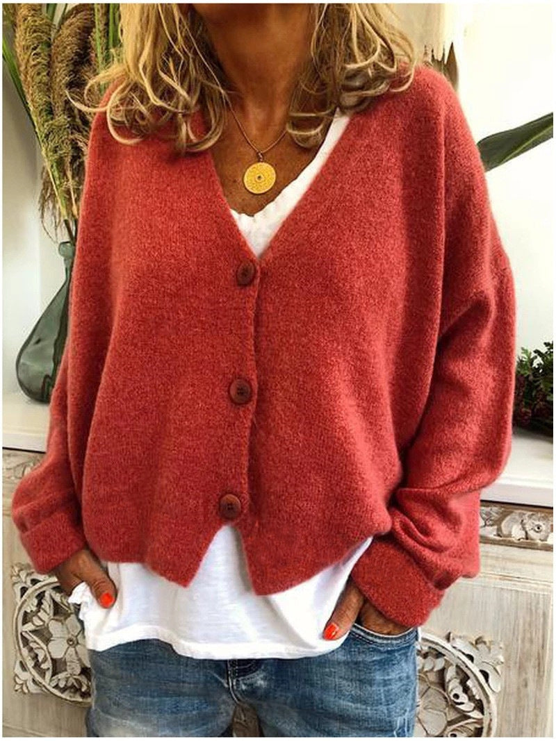 Cardigan elegante donna in maglia, versatile per l'ufficio o outfit casual chic. Un capo must-have di moda.