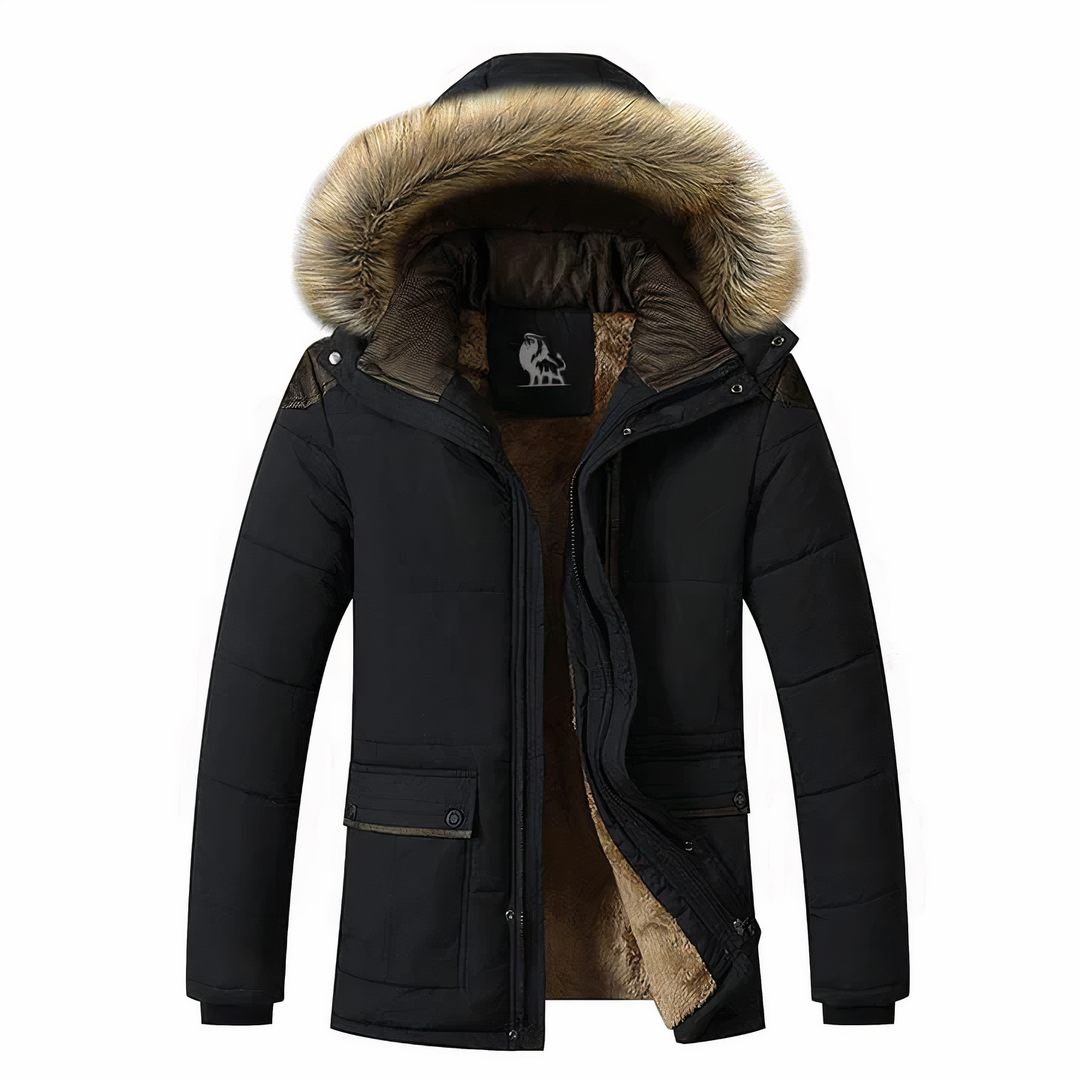 Elegante giacca invernale da uomo, parka con cappuccio per uno stile casual. Perfetto per la moda maschile e il freddo intenso. [[lstfy-media:2]]
