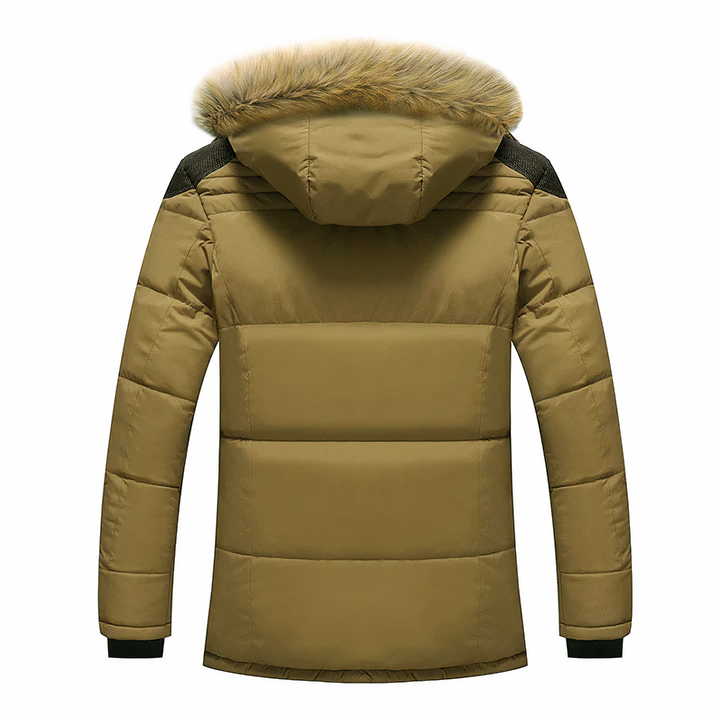 Parka uomo robusto e caldo con cappuccio. Giacca invernale perfetta per abbigliamento freddo, garantisce comfort e protezione. [[lstfy-media:4]]