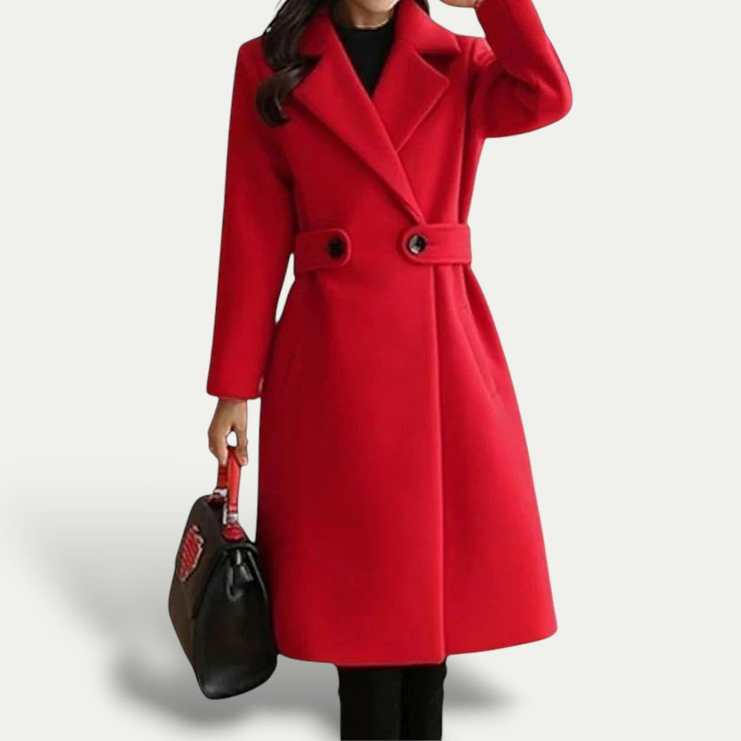 Cappotto invernale donna marrone con cintura, un capo caldo ed elegante per l'inverno.