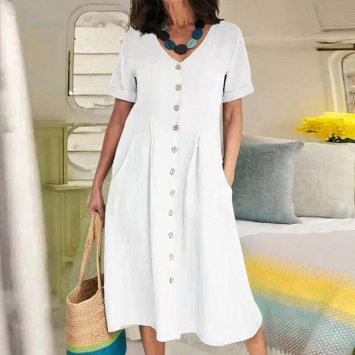Abito donna estivo midi leggero e ampio, perfetto per comfort e stile casual.