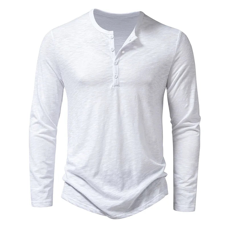 Moda uomo: maglia Henley a maniche lunghe per un look contemporaneo e confortevole.