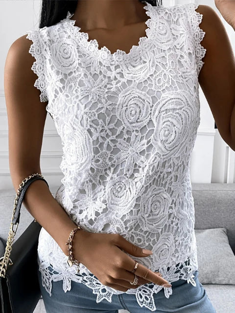 Top strutturato da donna senza maniche, ideale per un look casual chic raffinato e moderno.