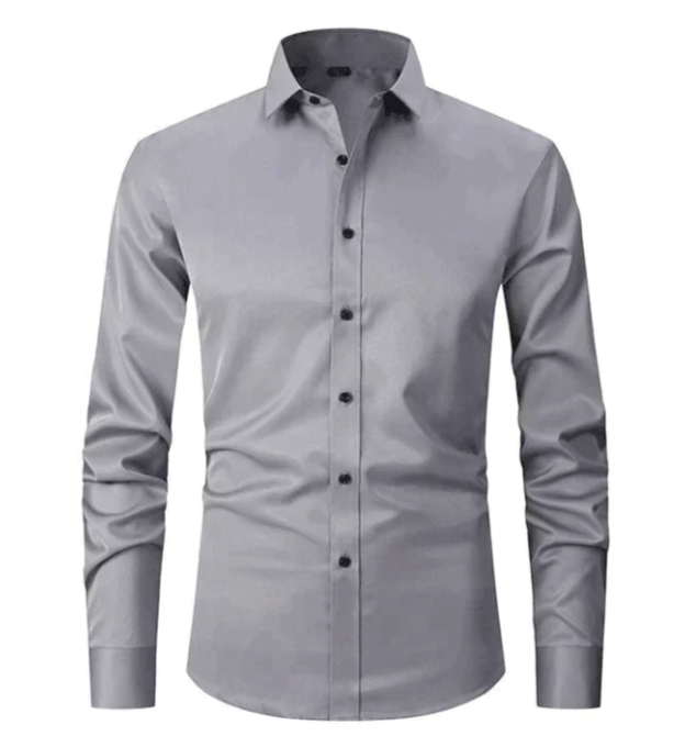 Camicia uomo moderna e confortevole, tessuto elasticizzato versatile per tutte le stagioni. Abbigliamento maschile di tendenza.