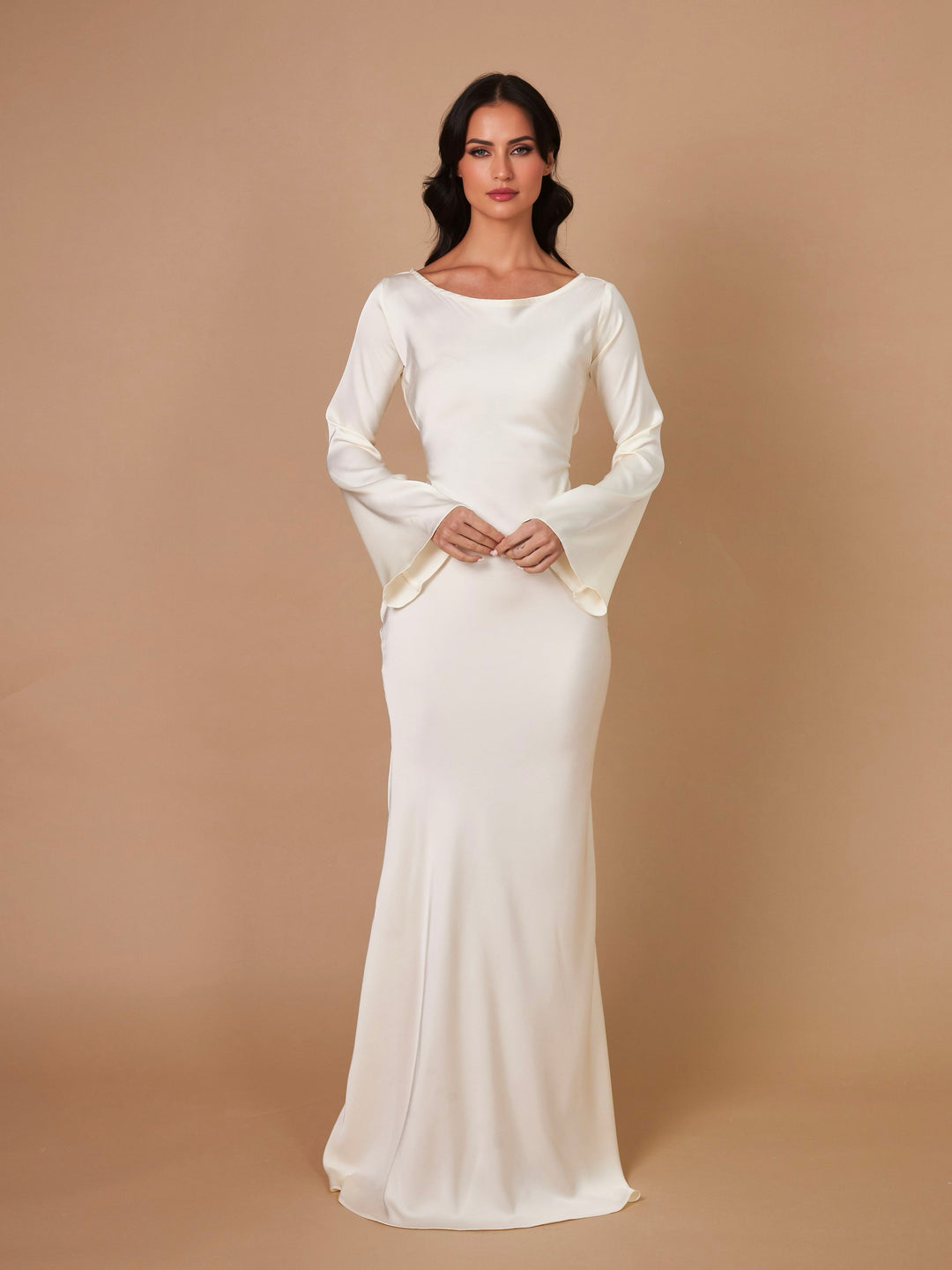 Abito da giorno e sera maxi donna, maniche lunghe, moda autunnale versatile.