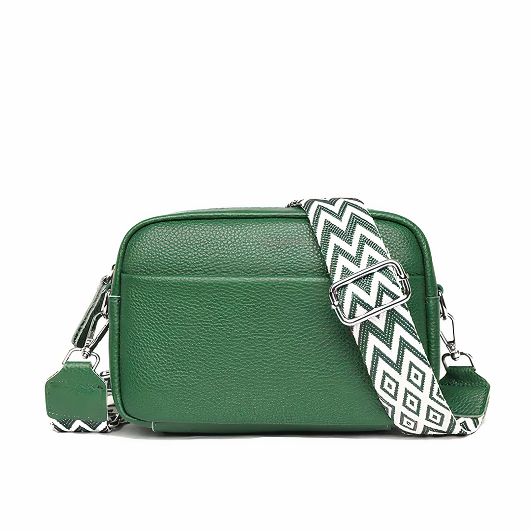 Borsa donna in pelle verde cachi, con tracolla regolabile, ideale per un look casual ed elegante.