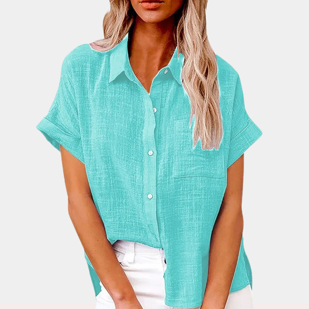 Camicia donna primaverile/autunnale con bottoni, comoda e versatile per abbigliamento elegante o casual.