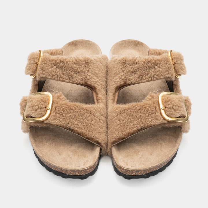 Sandali estivi donna beige, design casual con fibbie per un comfort regolabile e moda piede.