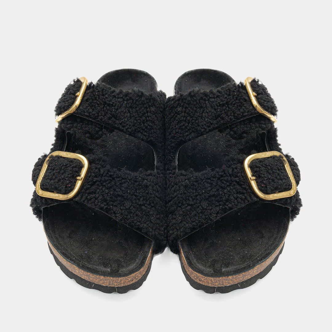 Ciabatte donna nere regolabili, un accessorio moda essenziale per l'estate, comode ed eleganti.