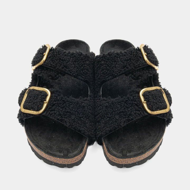 Ciabatte donna nere regolabili, un accessorio moda essenziale per l'estate, comode ed eleganti.