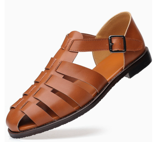 Sandali uomo eleganti in pelle con fibbia, perfetti per comfort estivo e stile casual.
