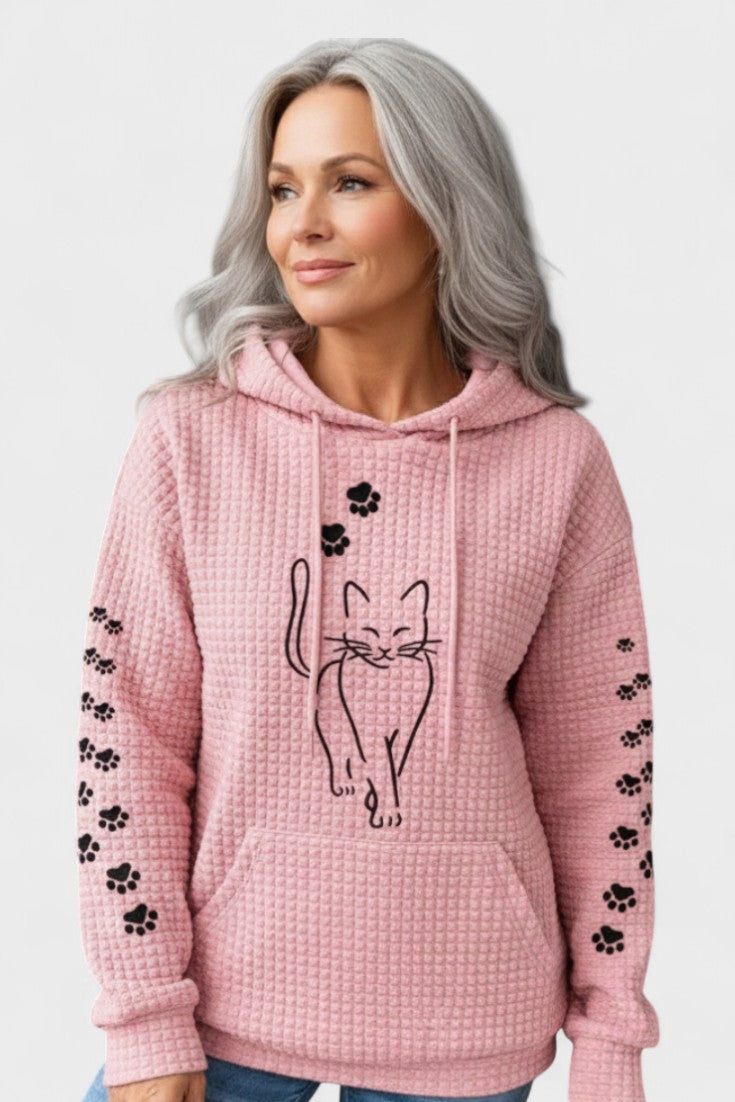 Felpa con cappuccio da donna, design moderno con tasca a marsupio frontale. Versatile e alla moda.