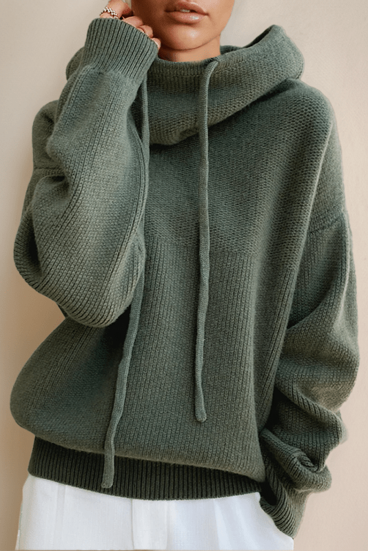 Felpa oversize donna verde bottiglia con cappuccio e coulisse, perfetta per un look casual comodo.