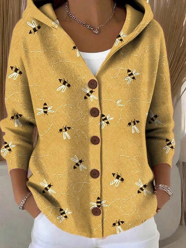 Cardigan felpa donna con cappuccio regolabile e bottoni, capo versatile per un look casual chic e confortevole.