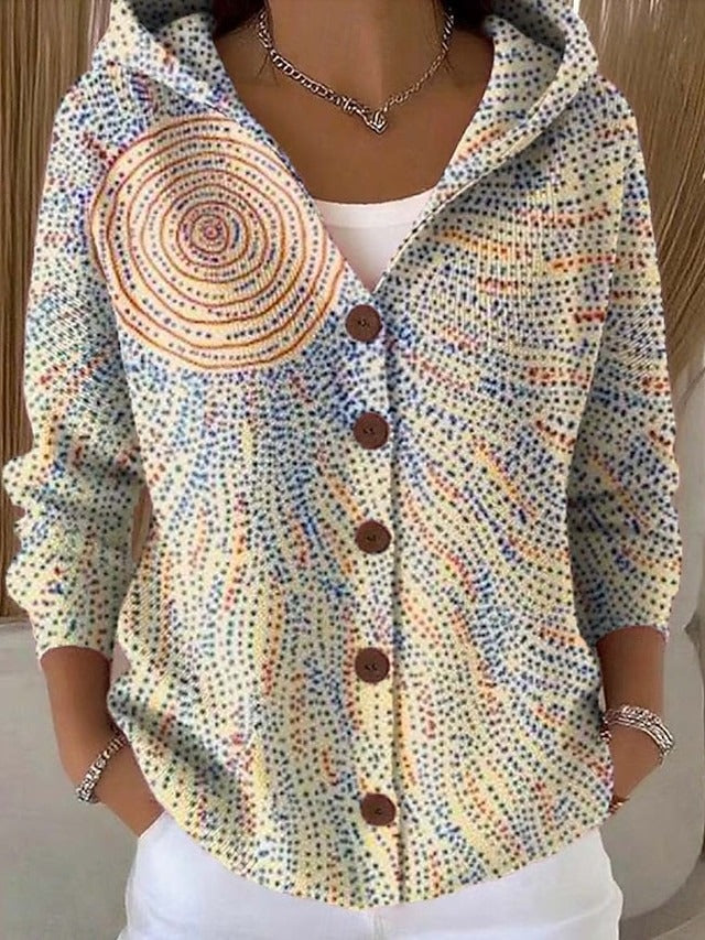 Felpa cardigan donna in stile casual, con cappuccio e bottoni, per comfort avvolgente e look alla moda autunnale.