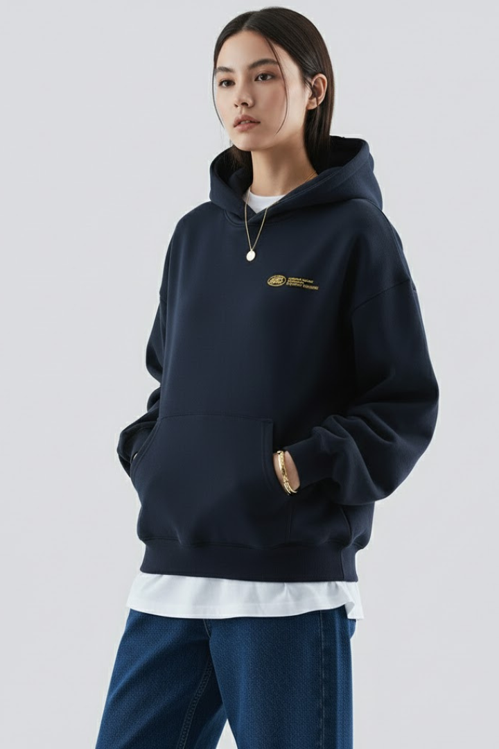 Felpa donna oversize con cappuccio ampio, design comodo che avvolge, per un look di tendenza casual.